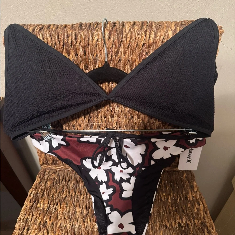 Abercrombie & Fitch and Hurley Black ,White & Brown 2 pc bikini set